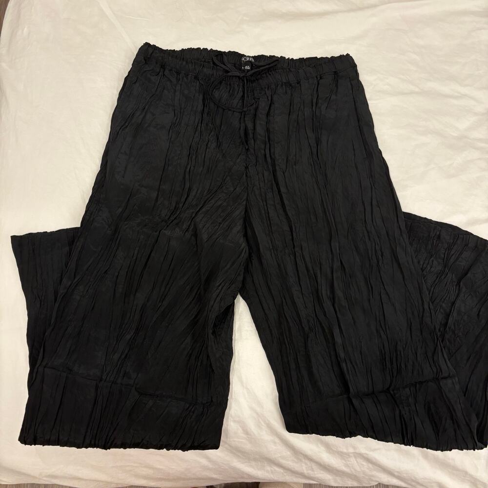 NWT J.Crew Black new Soleil pant in crinkled viscose blend